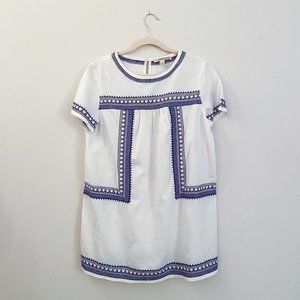 Forever 21 White and Blue Embroidered Minidress